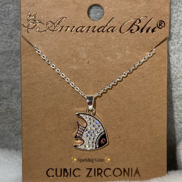 Cute Sweet Micro Paved Angelfish Pendant Necklace - Picture 2 of 3